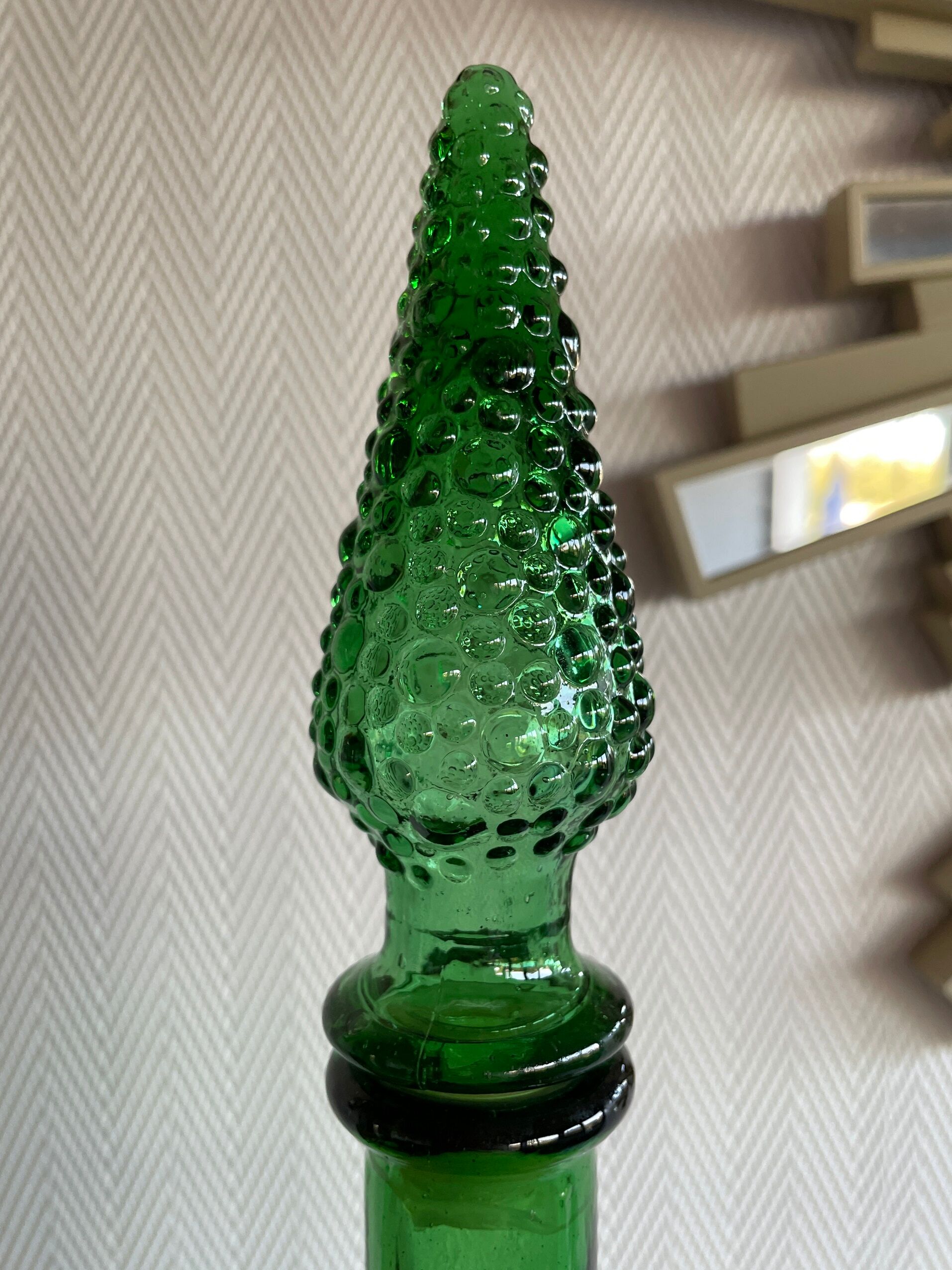 Empoli green glass bottle