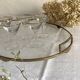Oval serving tray in glass and brass, late 19th - early 20th century