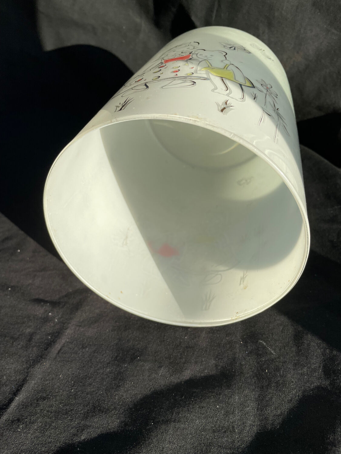 Vintage lamp, white glass, hand painted