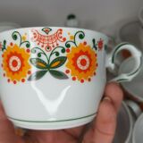 11 cups coffee and sugar pot décor lotus orange 70s