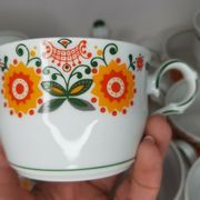 11 cups coffee and sugar pot décor lotus orange 70s