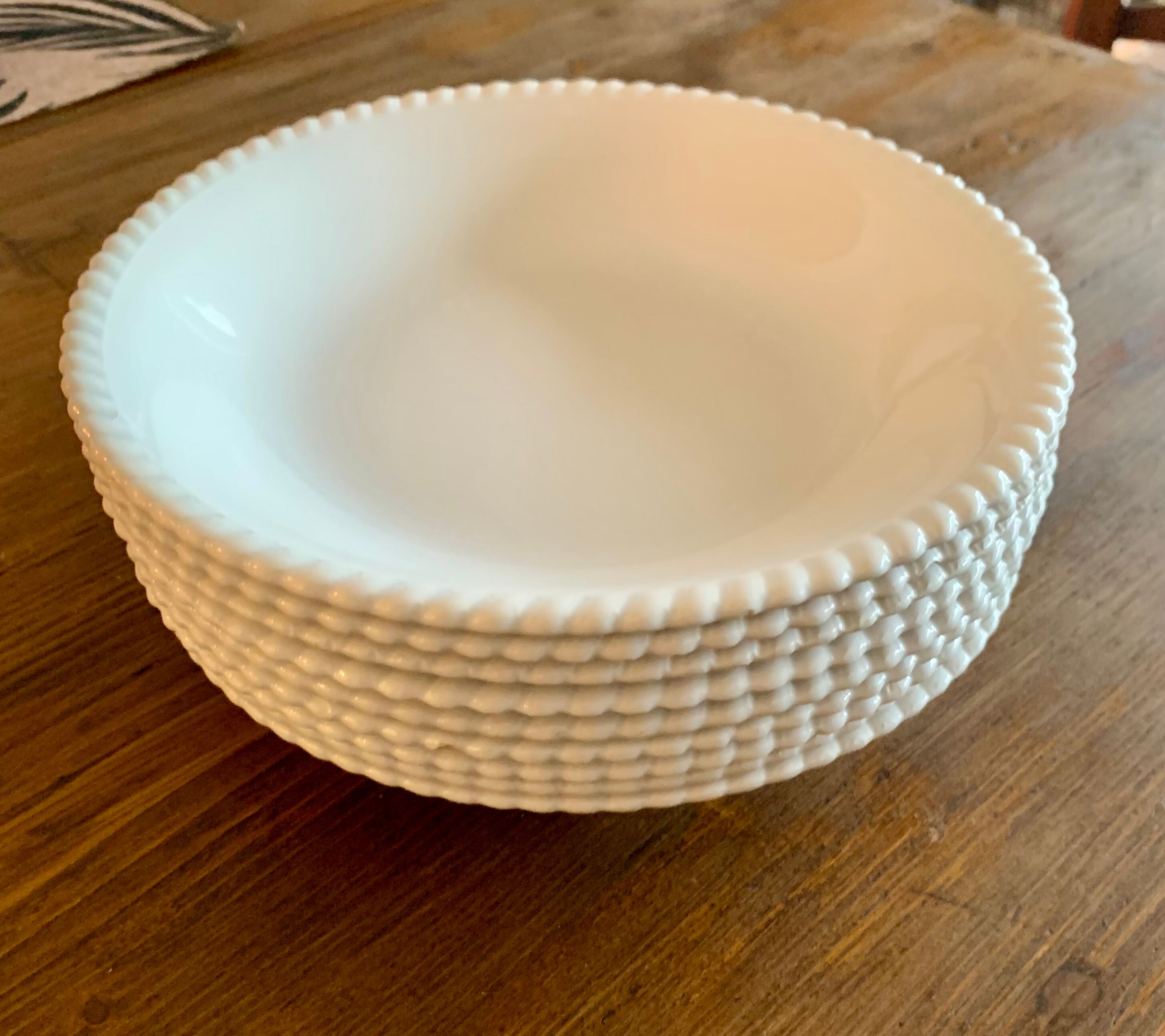 Set of 9 hollow plates white earthenware of Lunéville