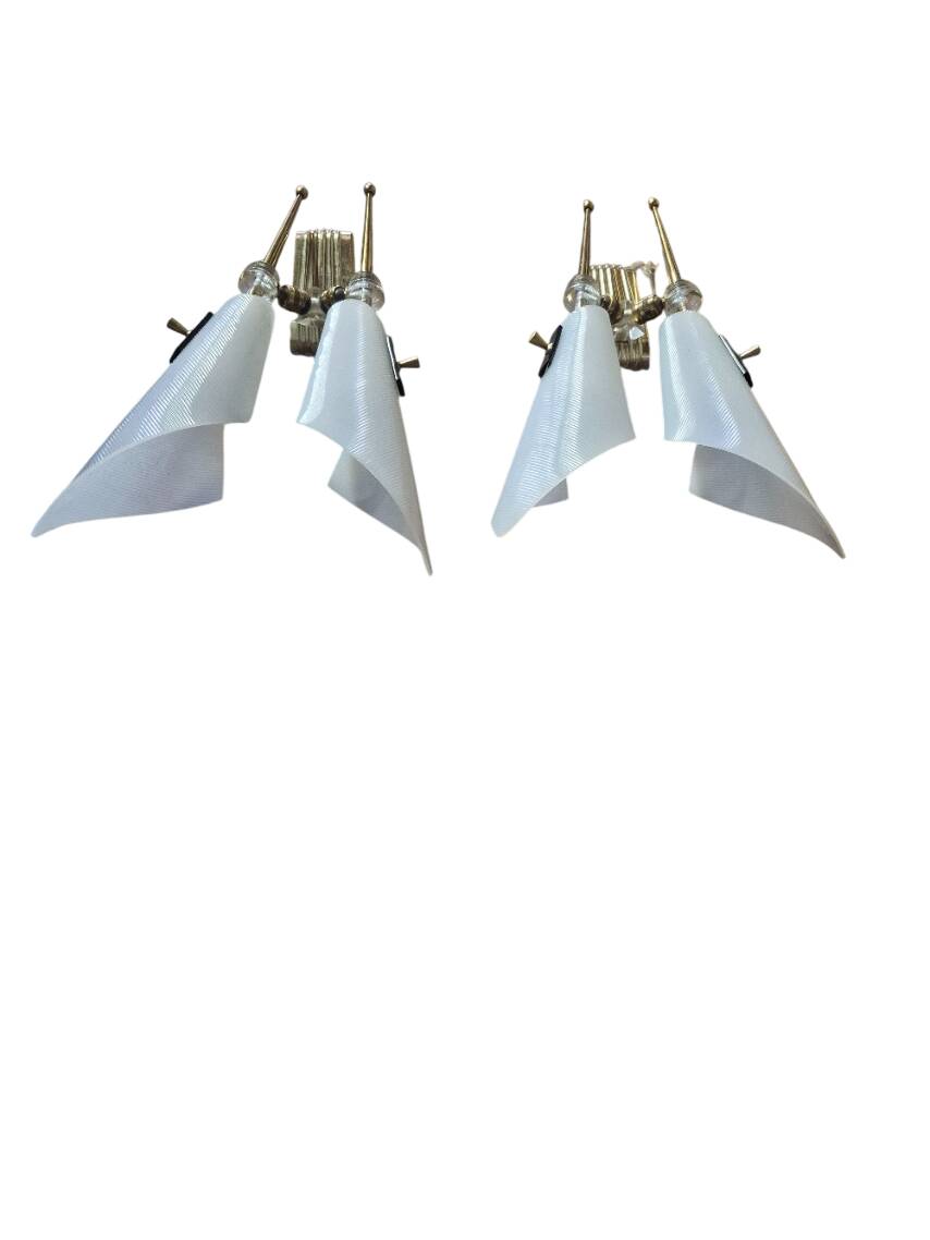 Vintage 1950s butterfly wall light pairs by Arlus.