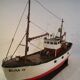 Artisanal wooden model, basin boat, motor toy, fishing trawler