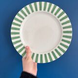Set of 8 large Guy Degrenne flat plates, vintage green pareo model