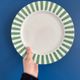 Set of 8 large Guy Degrenne flat plates, vintage green pareo model