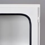 Restored vintage iron and glass medical cabinet, 1970s