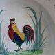 Antique deep dish with hand-painted rooster, Charolles earthenware