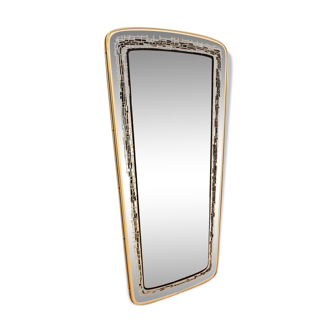 Mid-century brass framed mirror France 75x38cm