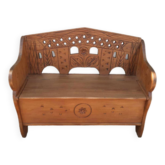 Carved chest bench