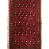 Red wool persian turkmen rug handwoven oriental small area rug- 60x130cm