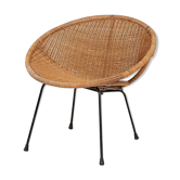 Fauteuil en métal et rotin vintage les Pays-bas 1960 's
