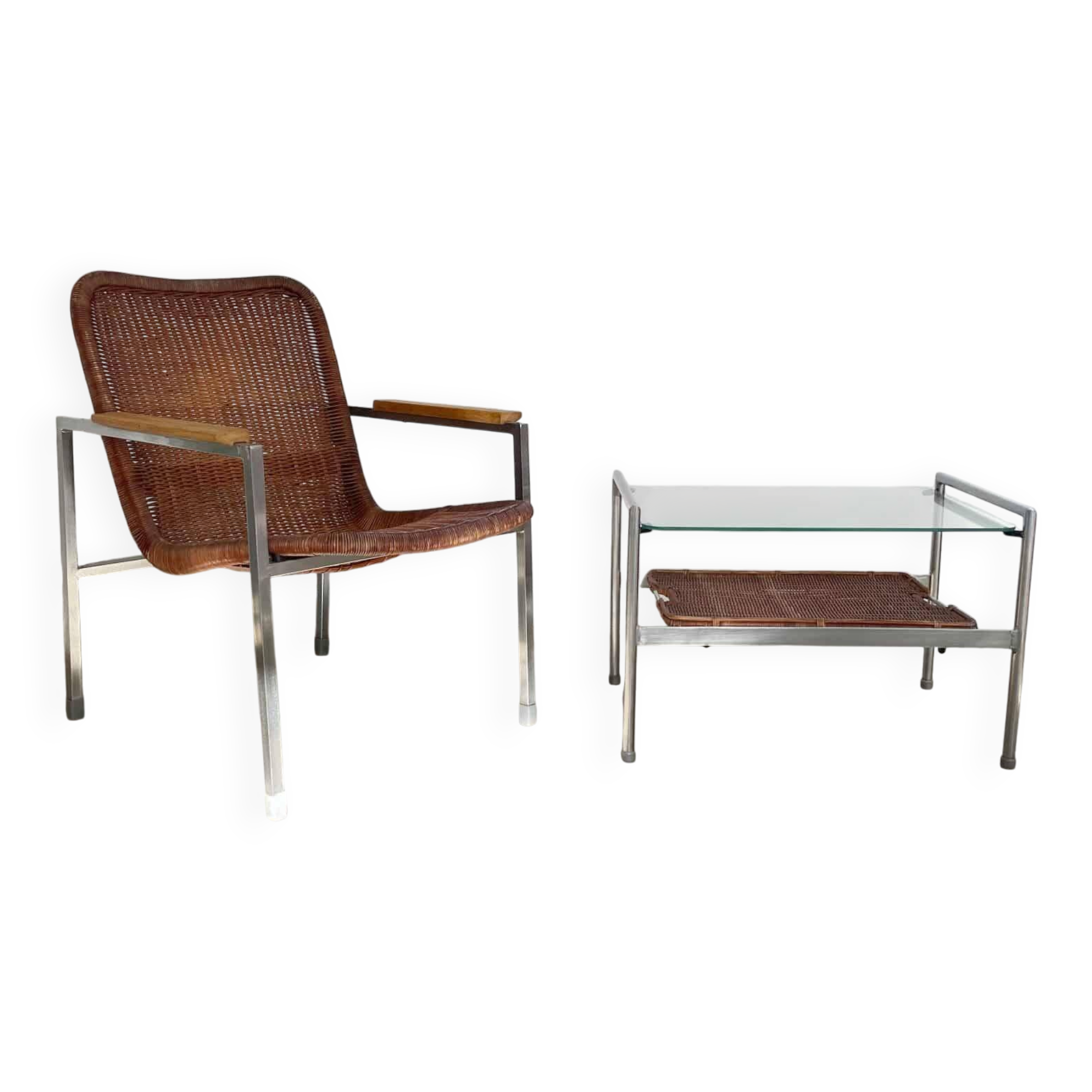 Fauteuil et table basse ou d'appoint, Gebr. Jonkers, années 50/60