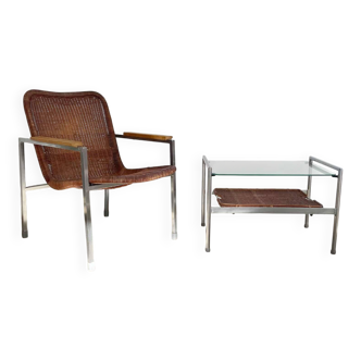 Fauteuil et table basse ou d'appoint, Gebr. Jonkers, années 50/60