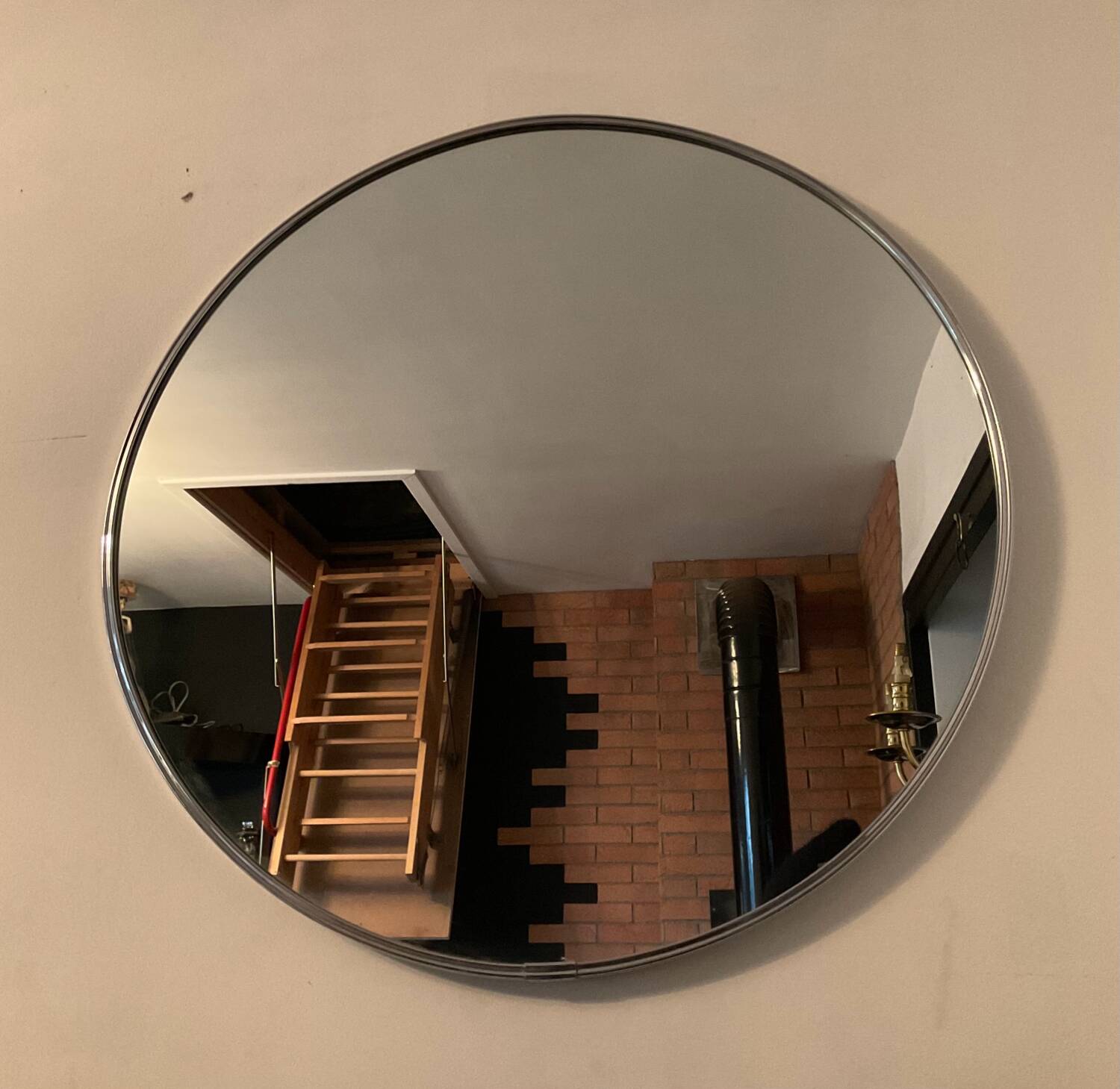 Round stainless steel mirror from the 60s