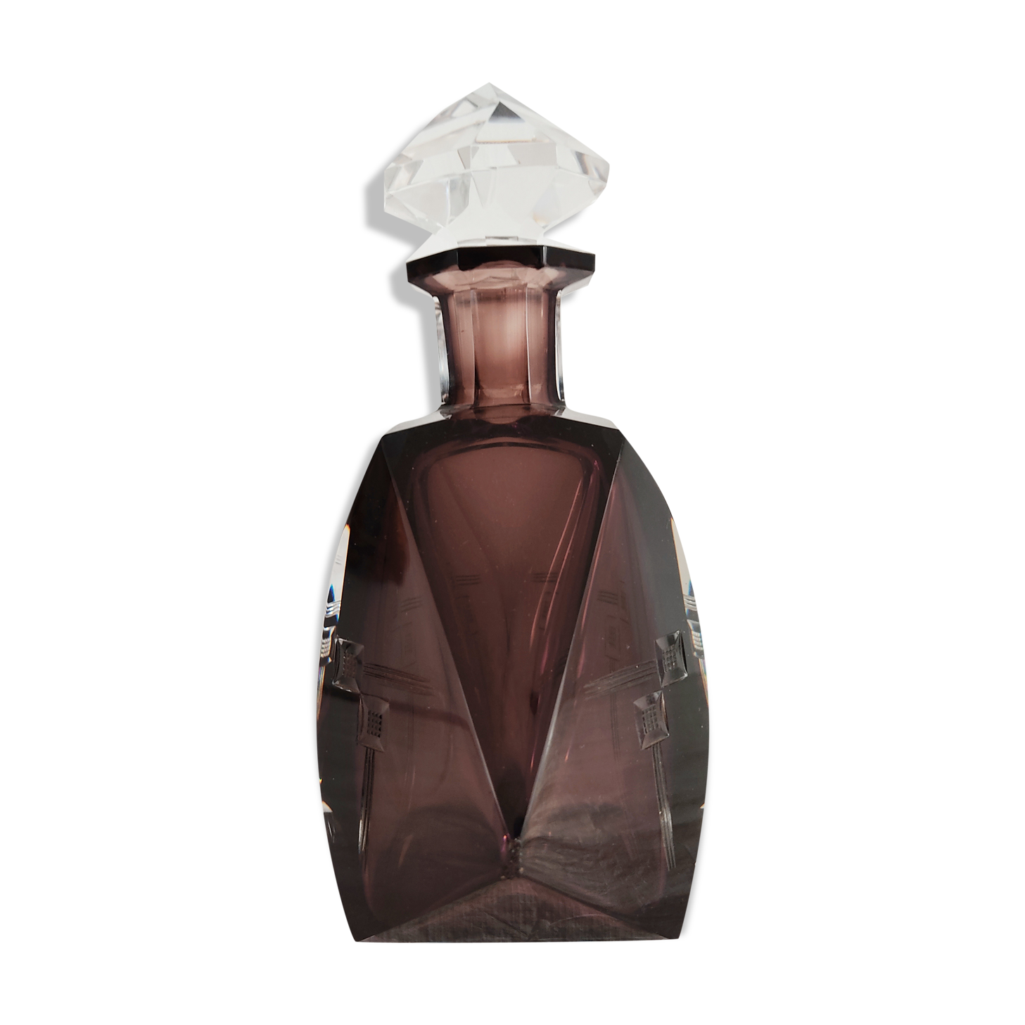 Val Saint Lambert crystal amethyst-coloured carafe