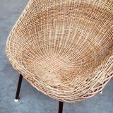 Wicker lounge chair in the style of Dirk Van Sliedregt for Rohé Noordwolde, Netherlands, 1960s.