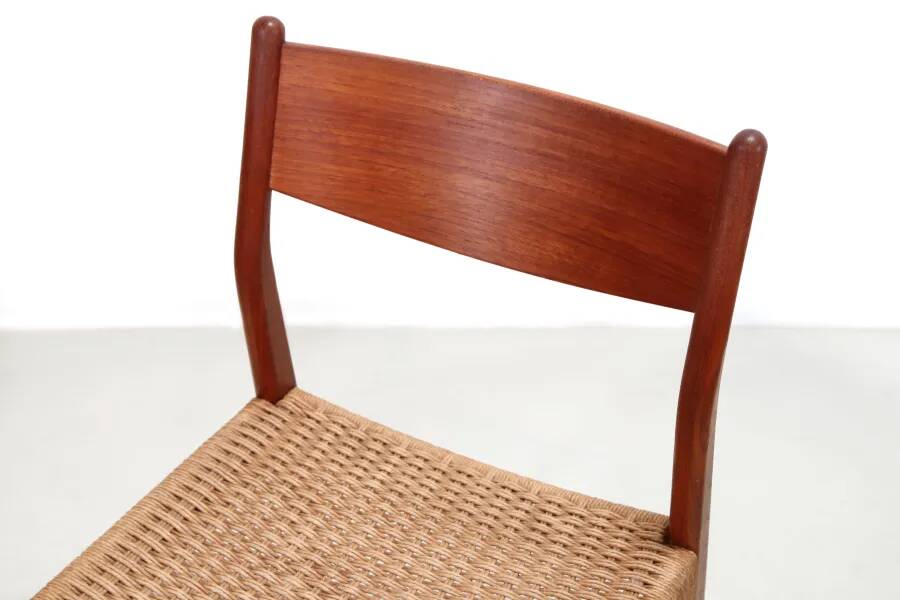 Set of four teak and papercord Marten Franckena chairs for Fristho