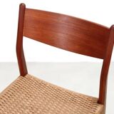 Set of four teak and papercord Marten Franckena chairs for Fristho