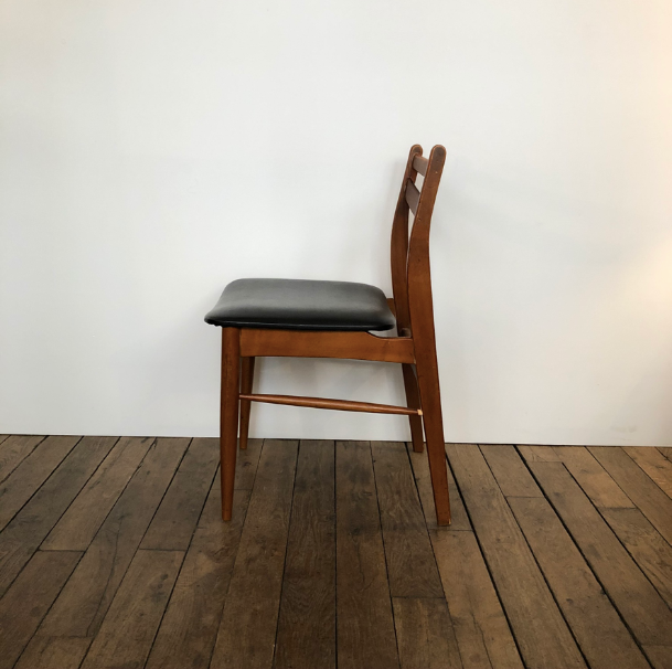 Scandinavian chair wood and black skai