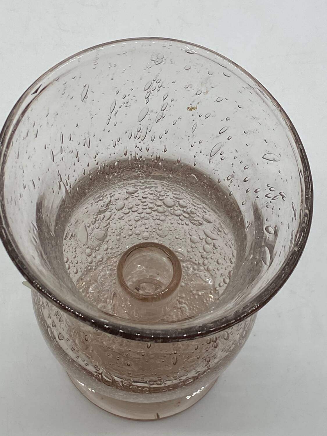 Candle holder / Tealight holder in blown / bubbled glass Larochere vintage