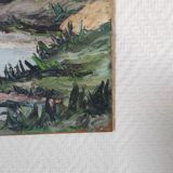 Riverside landscape painting (signed Chevalier)