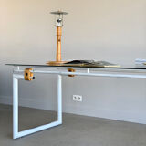 Bureau structure tubulaire et verre, 70s