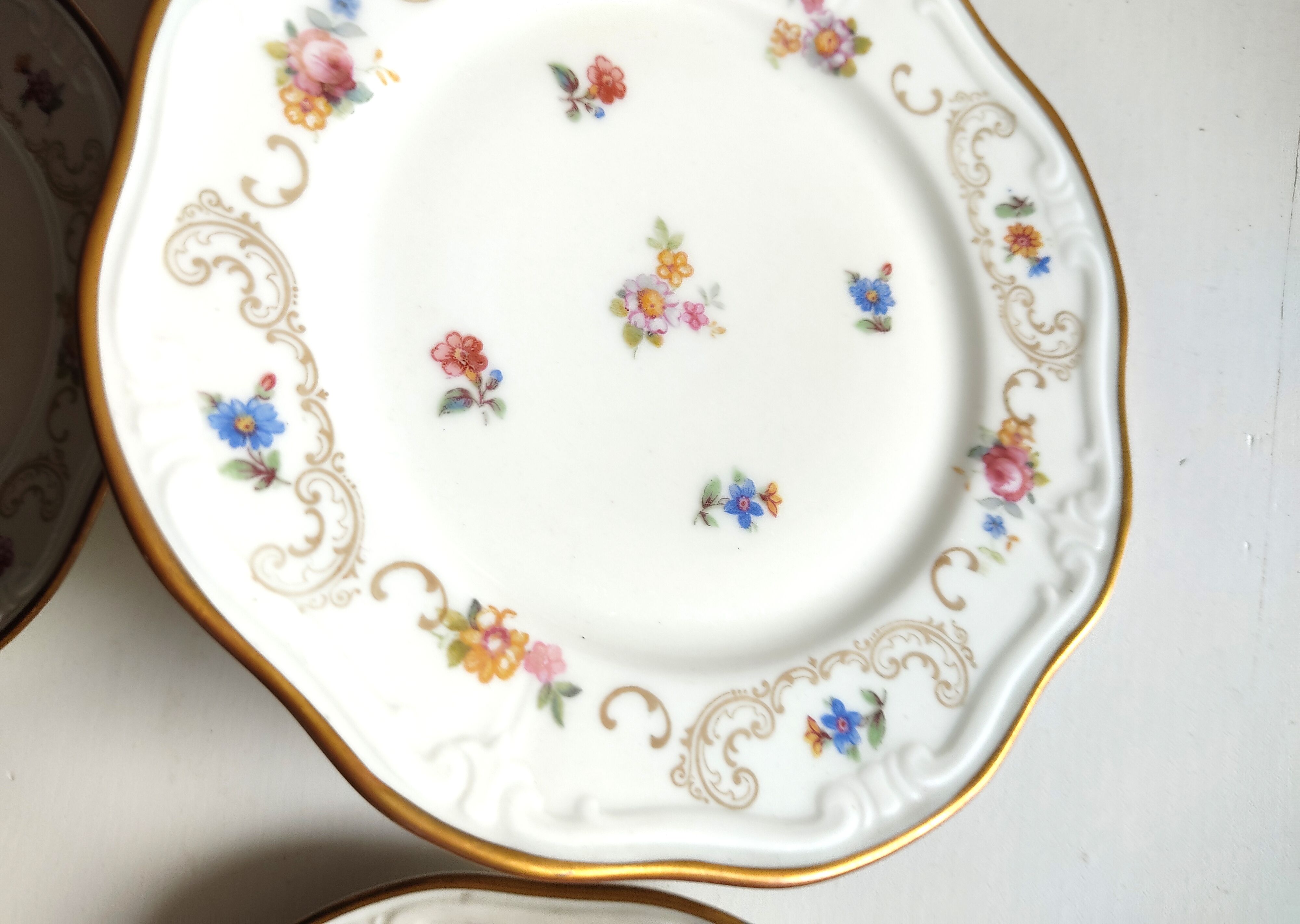 10 assiettes en porcelaine fleurie, veb r reichenbach