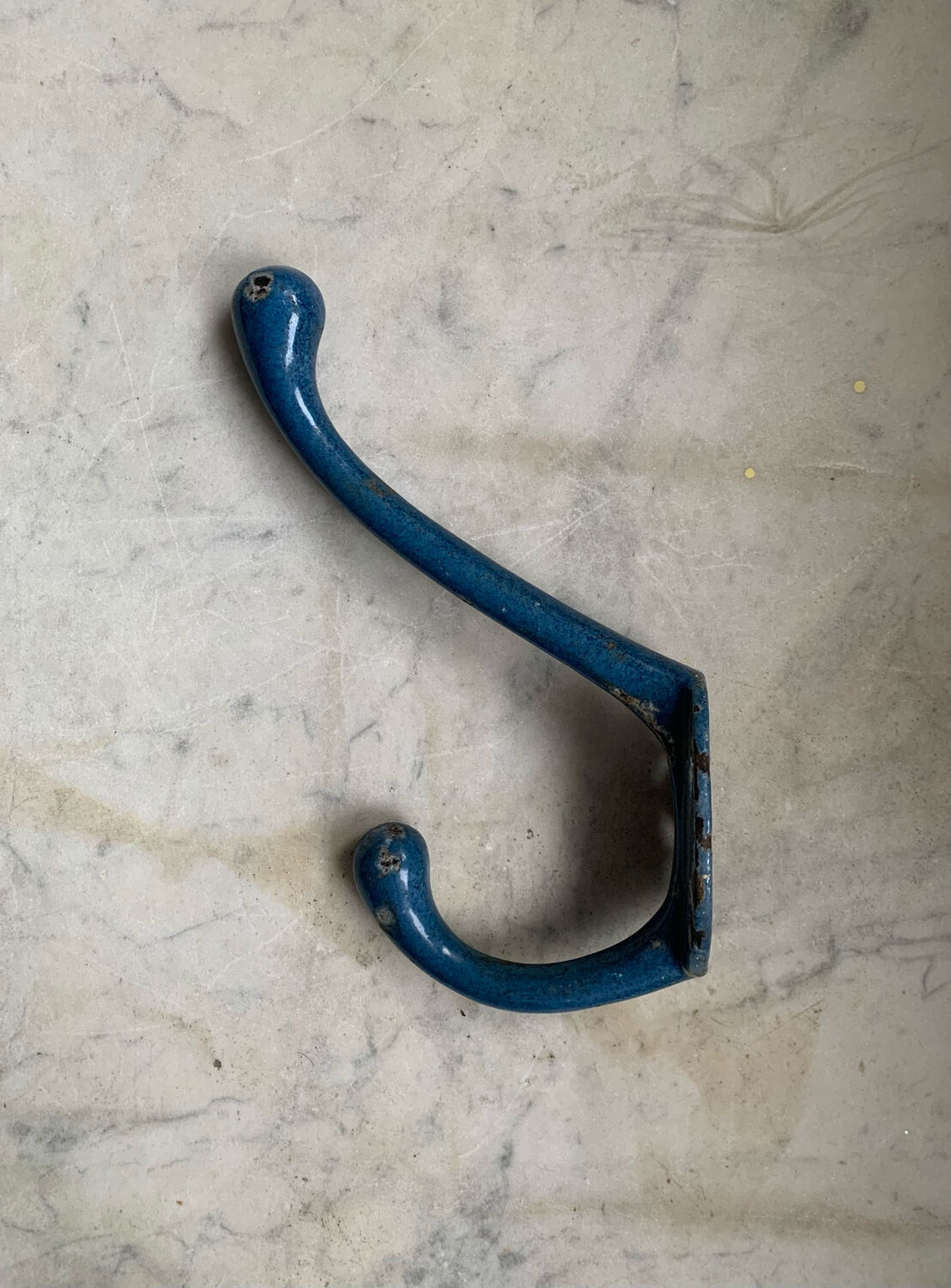Blue enamelled cast iron hook
