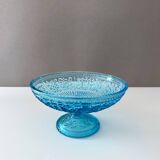 Bol ancien en verre, verre pressé turquoise, 19ème siècle
