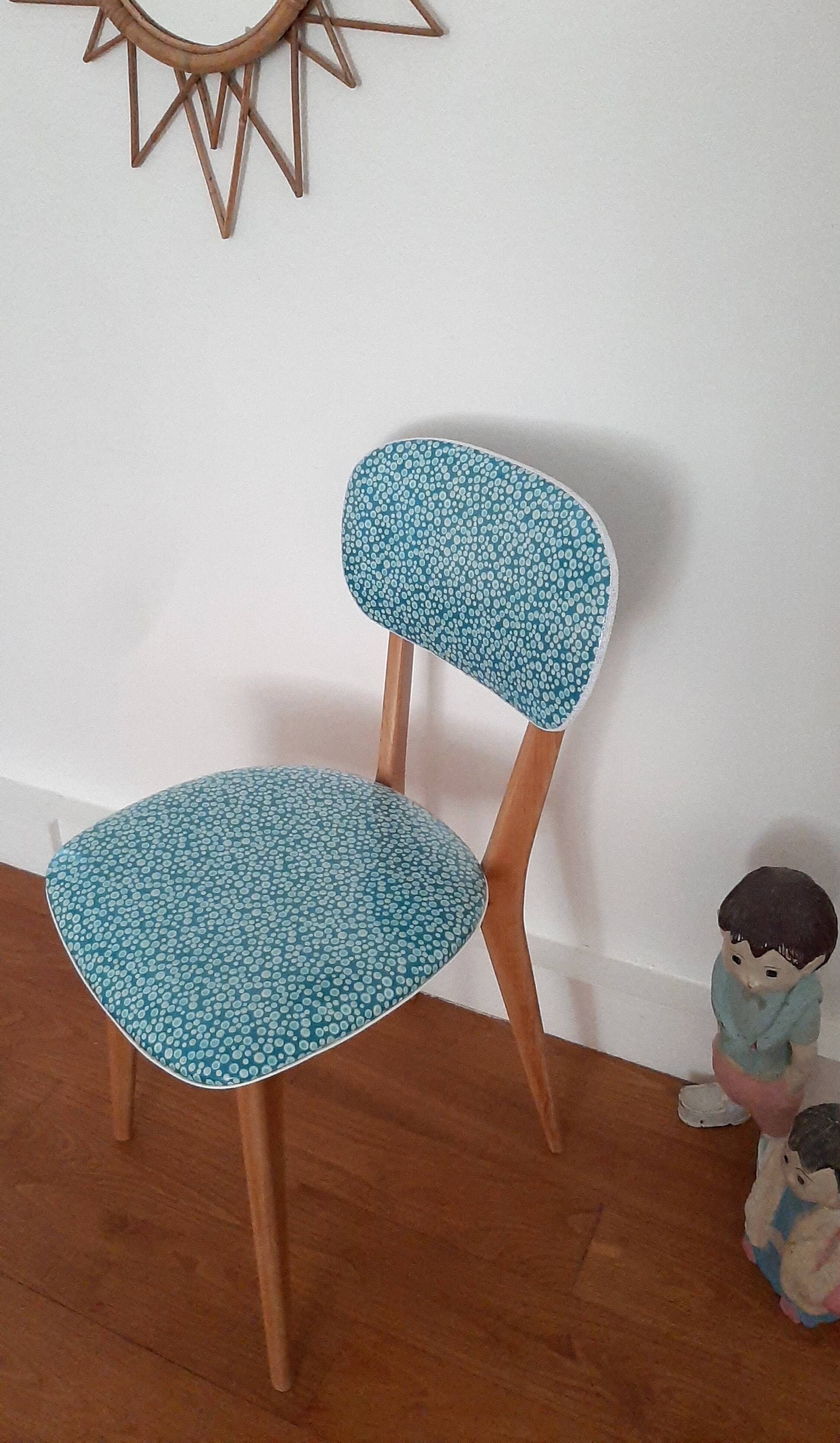 Vintage 1950s bistro chair revisited Petit Pan fabric