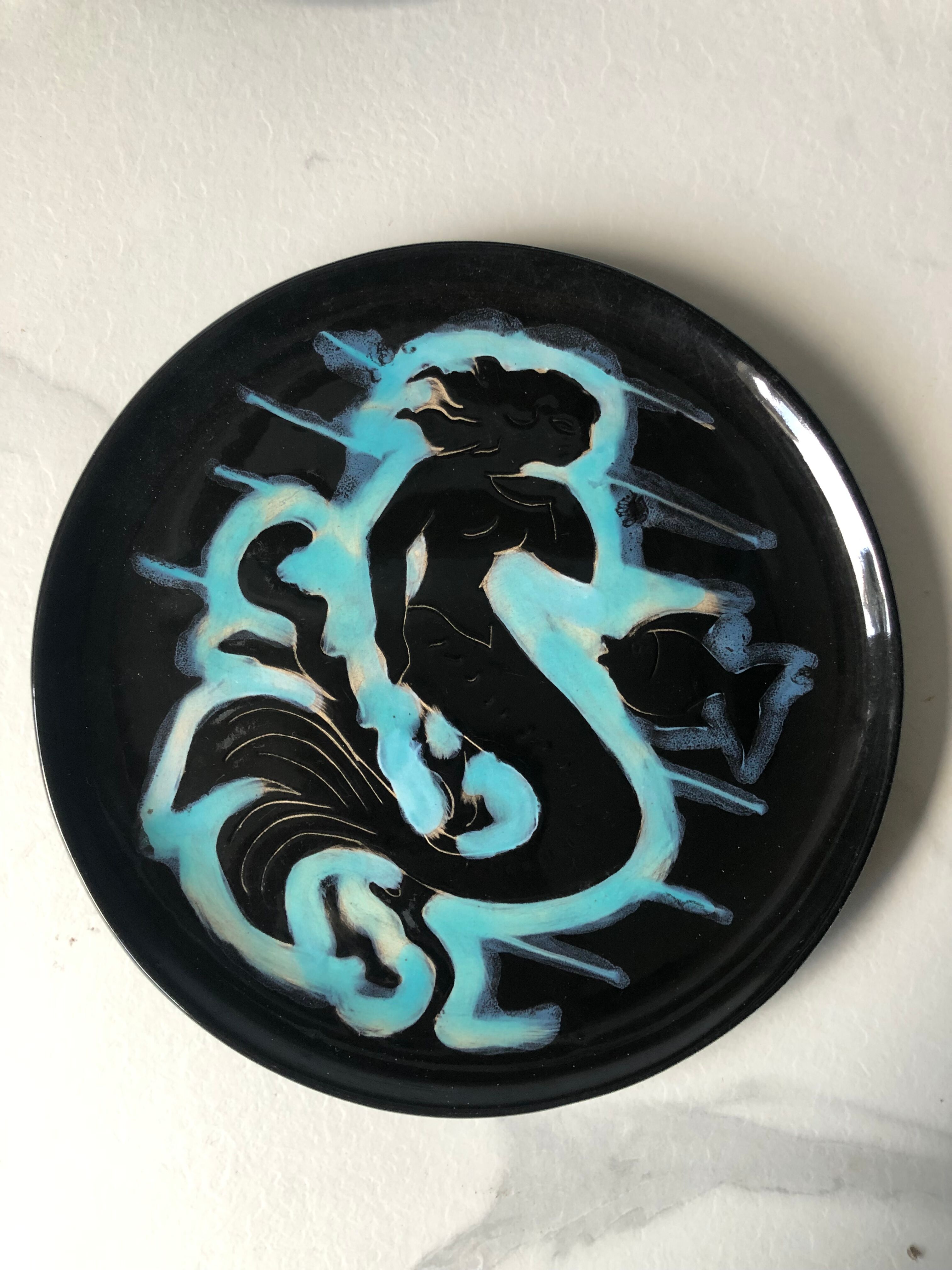 Set of six plates Vallauris the mermaids