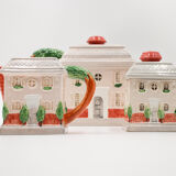 Fitz and Floyd teapot, sugar bowl and milk jar set