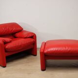 Maralunga armchair and ottoman by Vico Magistretti for Cassina