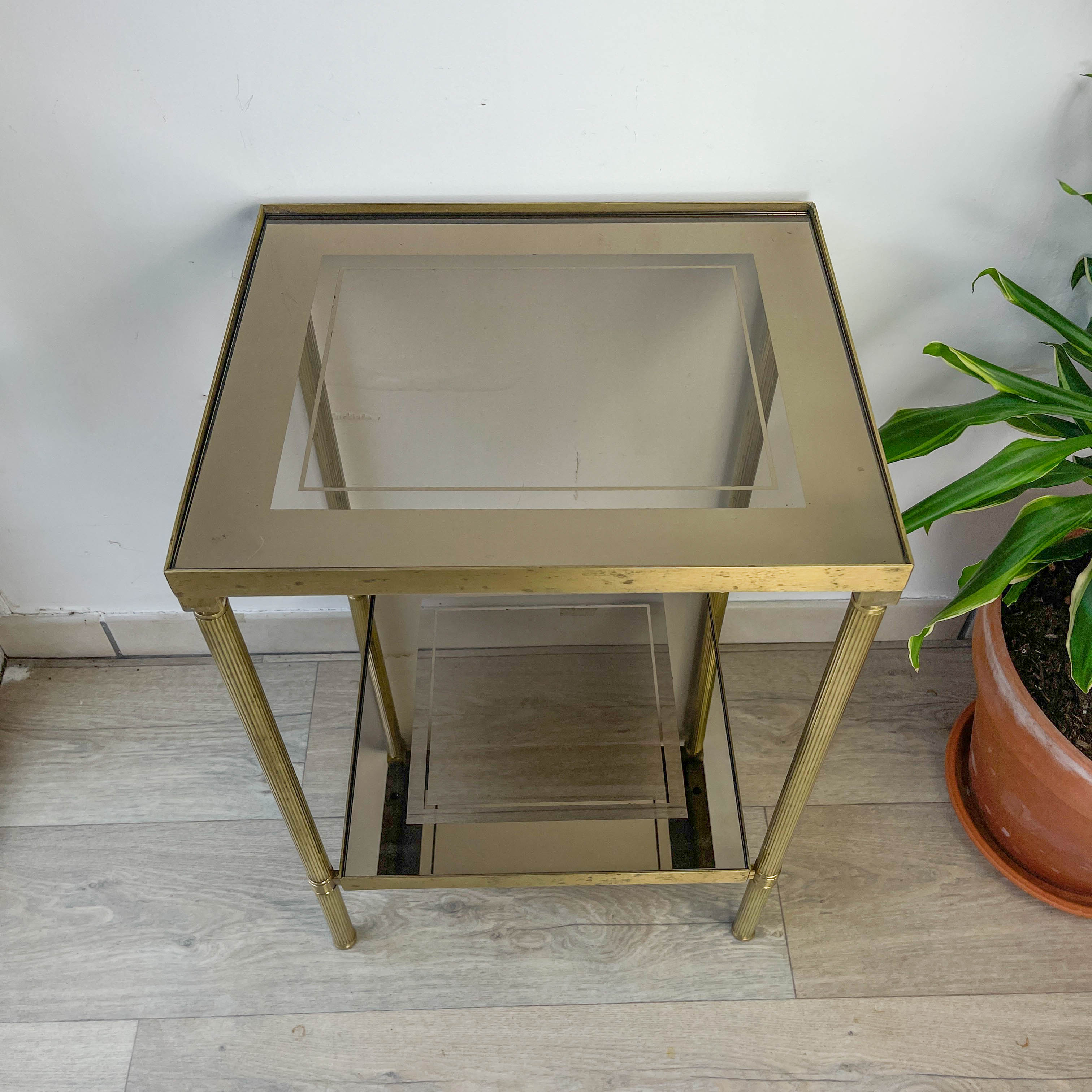 Brass and smoked glass harness 1970