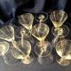 Set of 10 engraved glass water glasses from the 1930s 1940s tabletop art