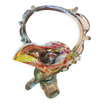 Corbeille en verre soufflé style Murano, Pologne 1970