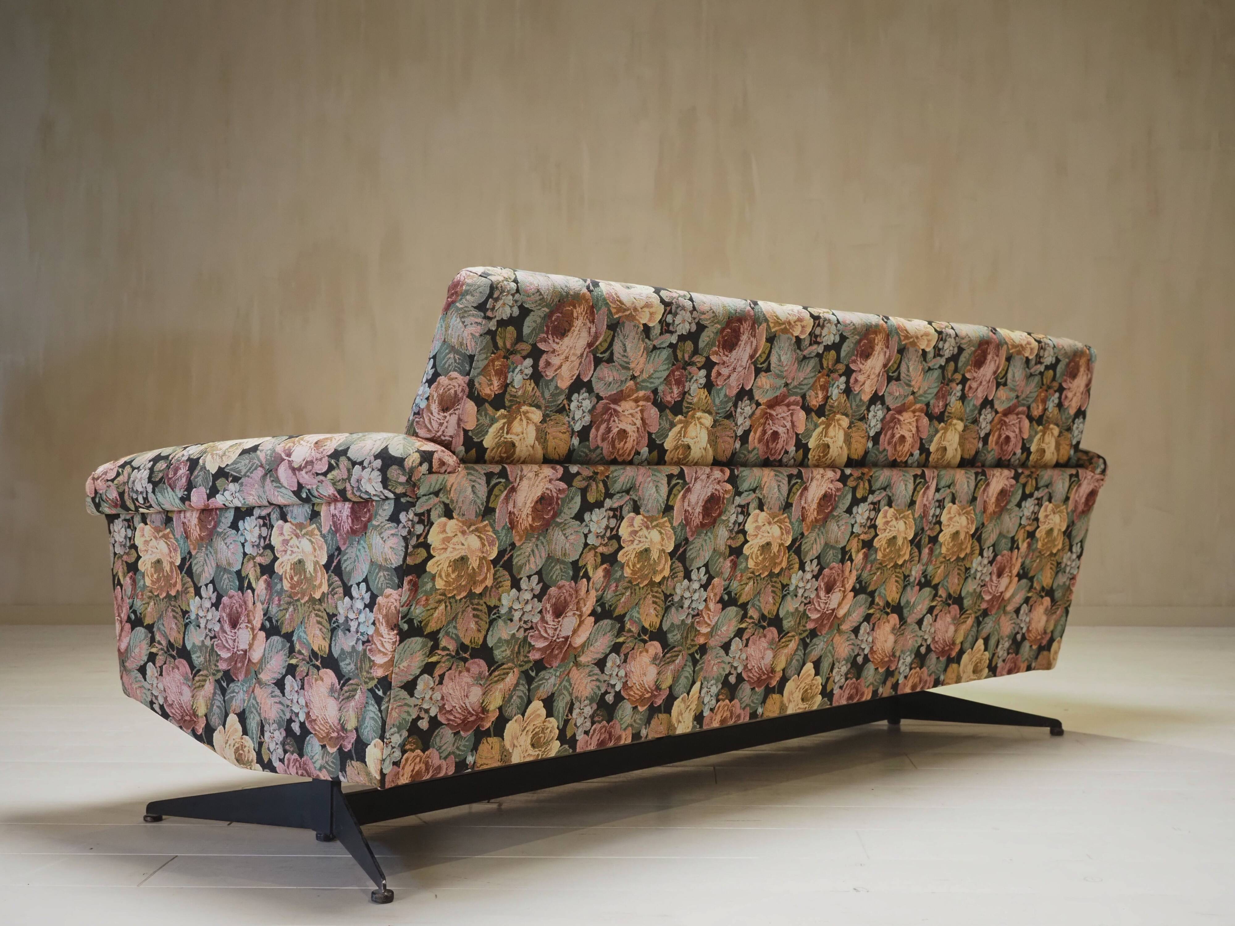 Mid-century Italian floral sofa from the 1960s.