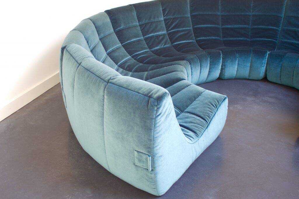 Rare and Exceptional 'Gilda' Circle Sofa in Velvet by Michel Ducaroy, 1972