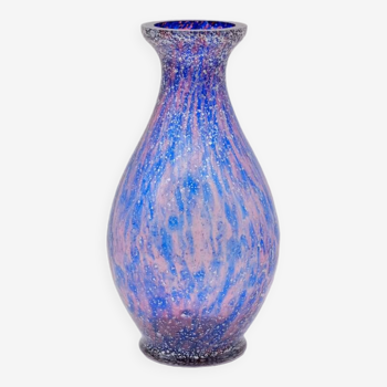 Vase en verre de MURANO avec des inclusions de feuilles d’argent, 1970