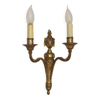 Large Bronze French Double Light Empire Wall Sconce with Urn Detail