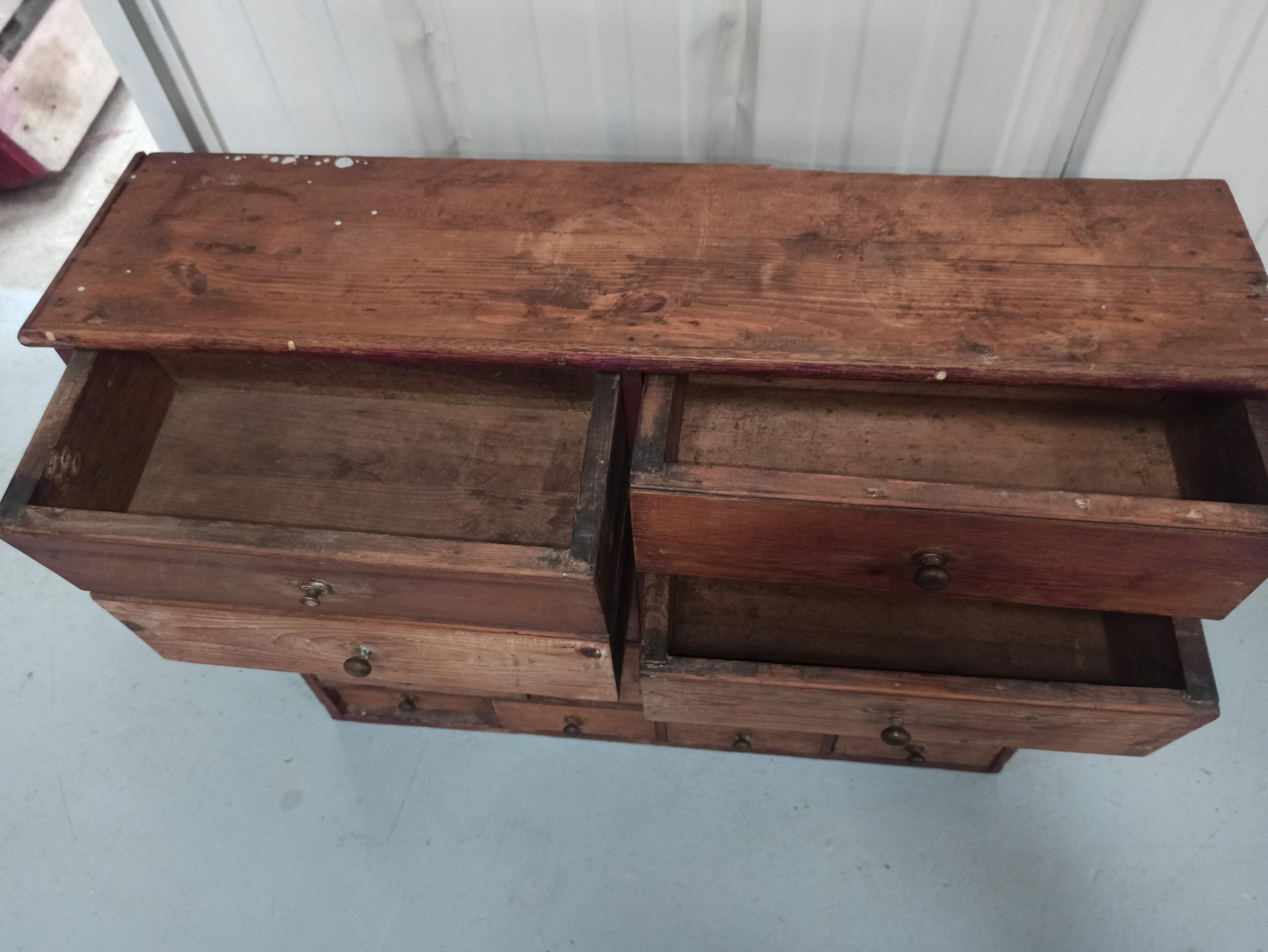 Hardware furniture wood multiple drawers old