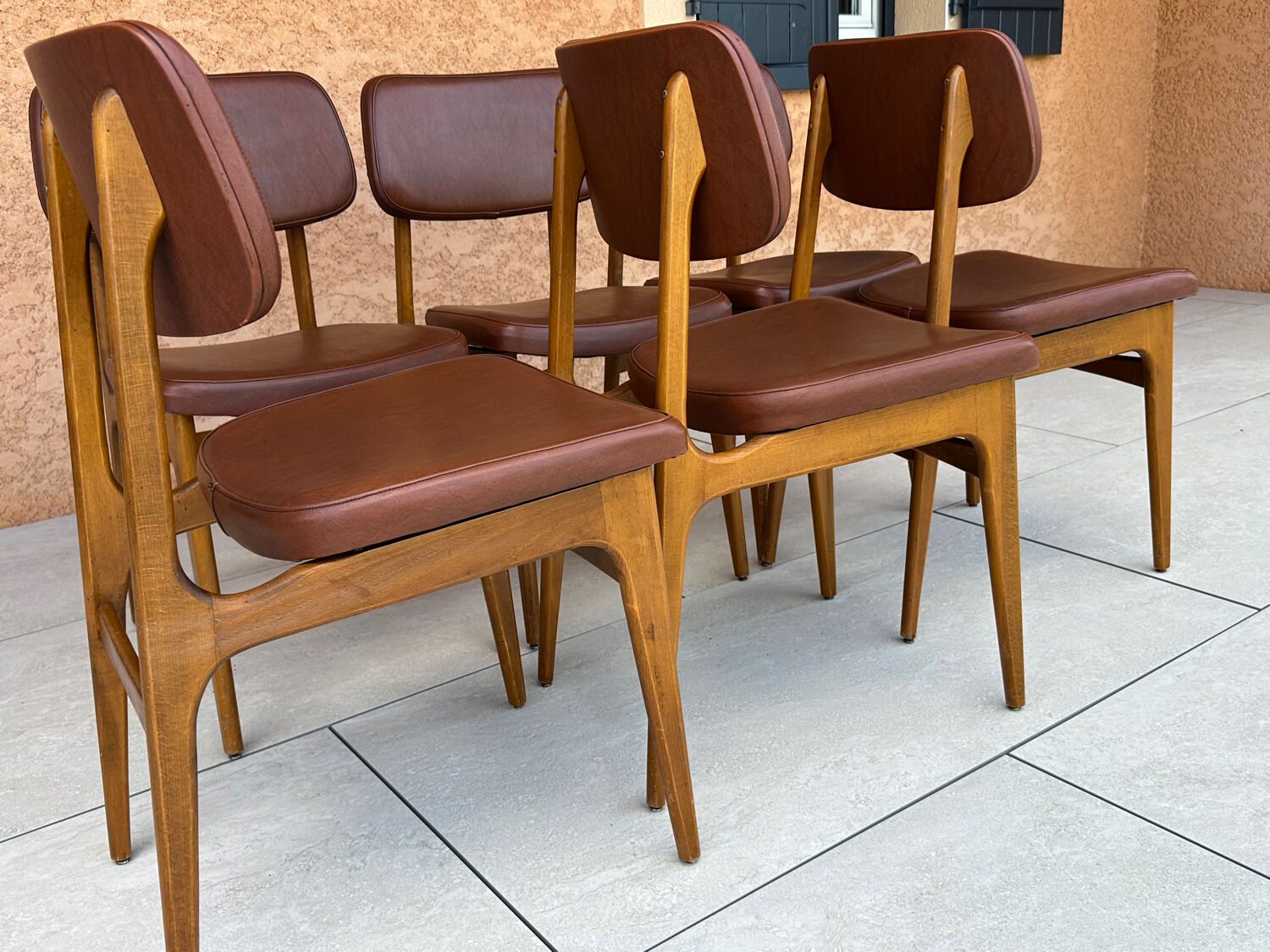 Set of 6 vintage Scandinavian dining chairs from the 1970s.