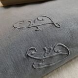Old linen and cotton sheet dyed gray