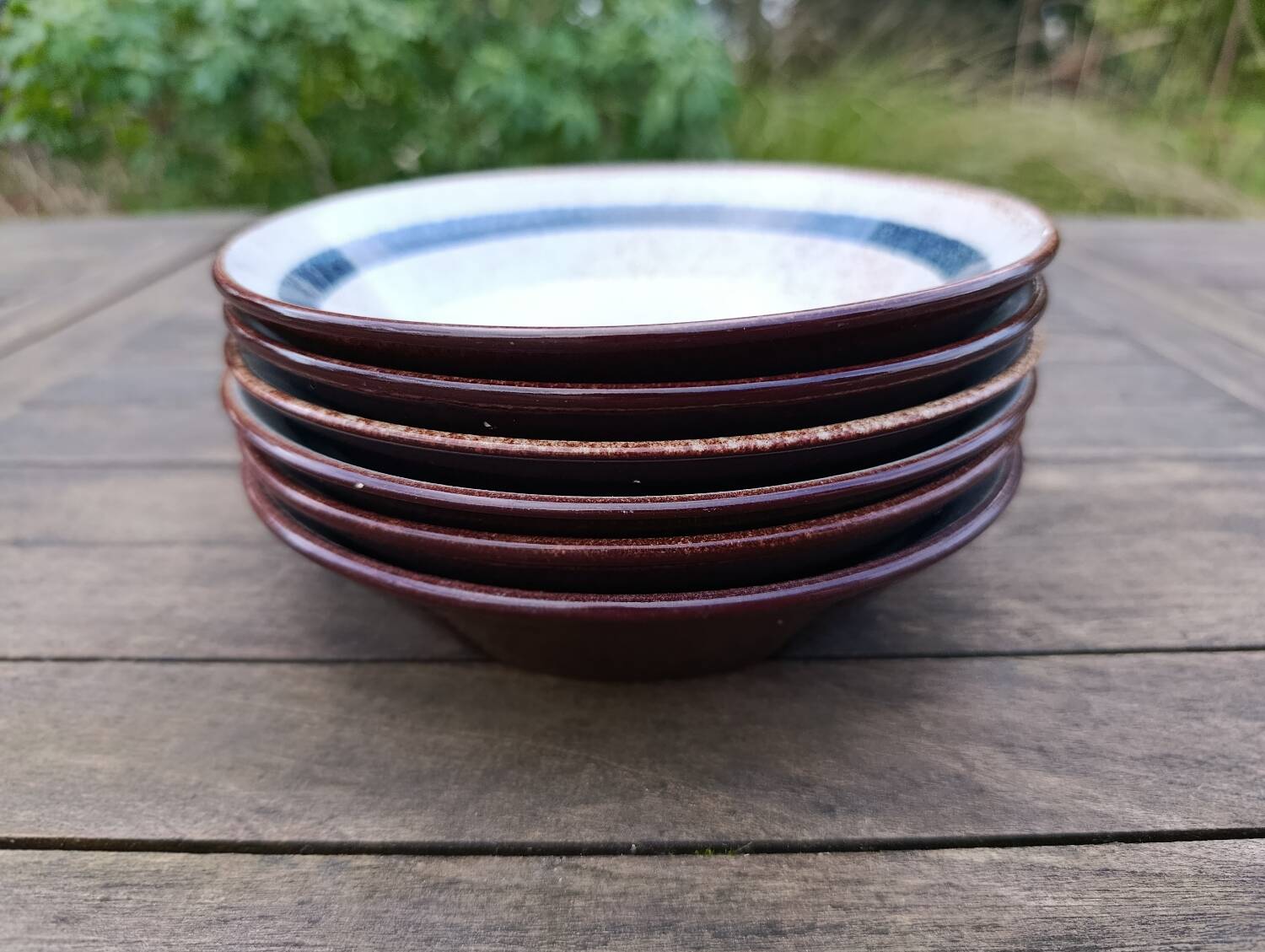 6 ceramic deep plates from the 1960s by MBFA Pornic, model Gobi.