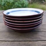 6 ceramic deep plates from the 1960s by MBFA Pornic, model Gobi.