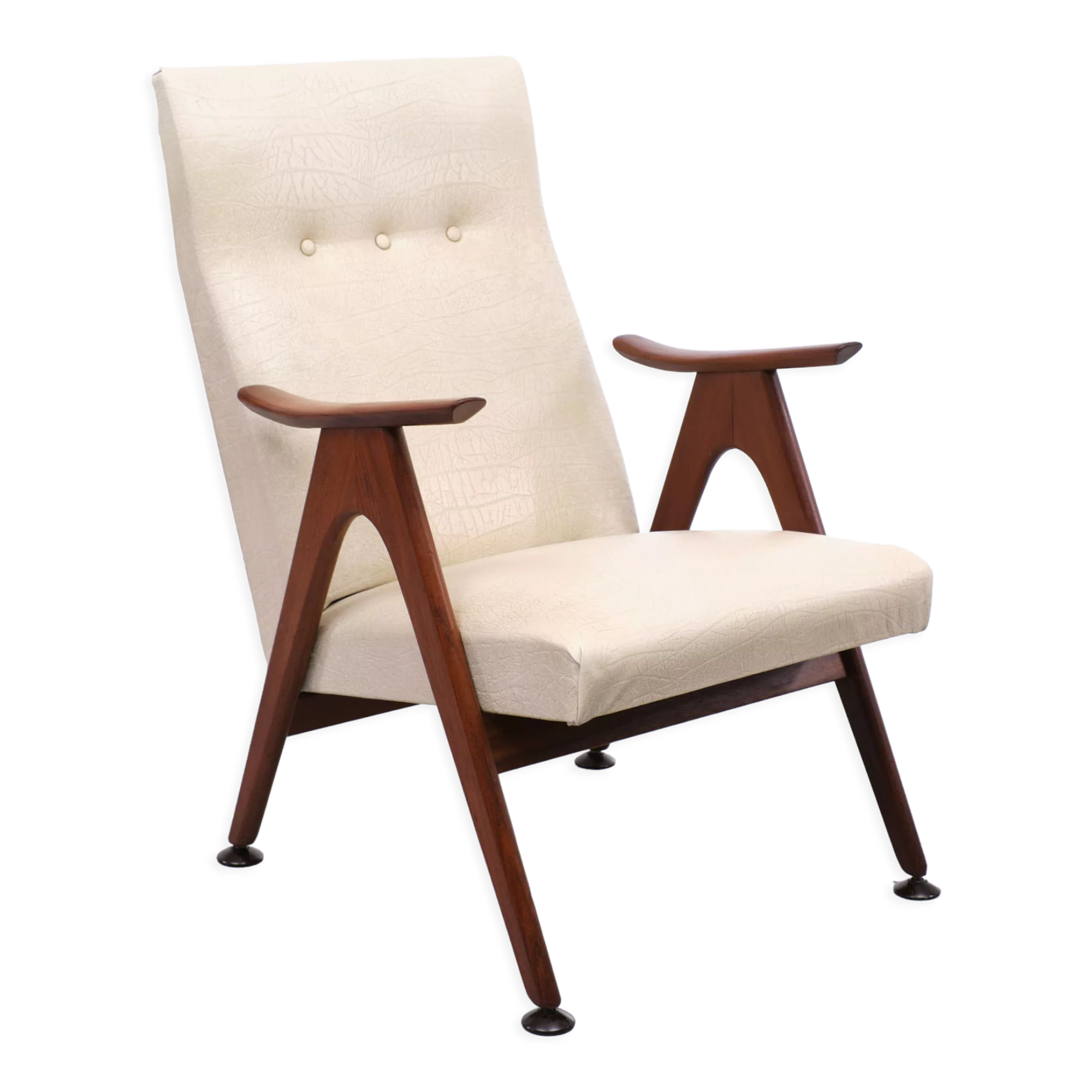Chaise longue en teck par Louis Van Teeffelen années 1950 Hollande