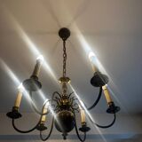 Brass Mid-Century Chandelier - 6 light branches