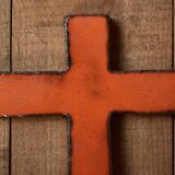 Orange glazed ceramic cross
