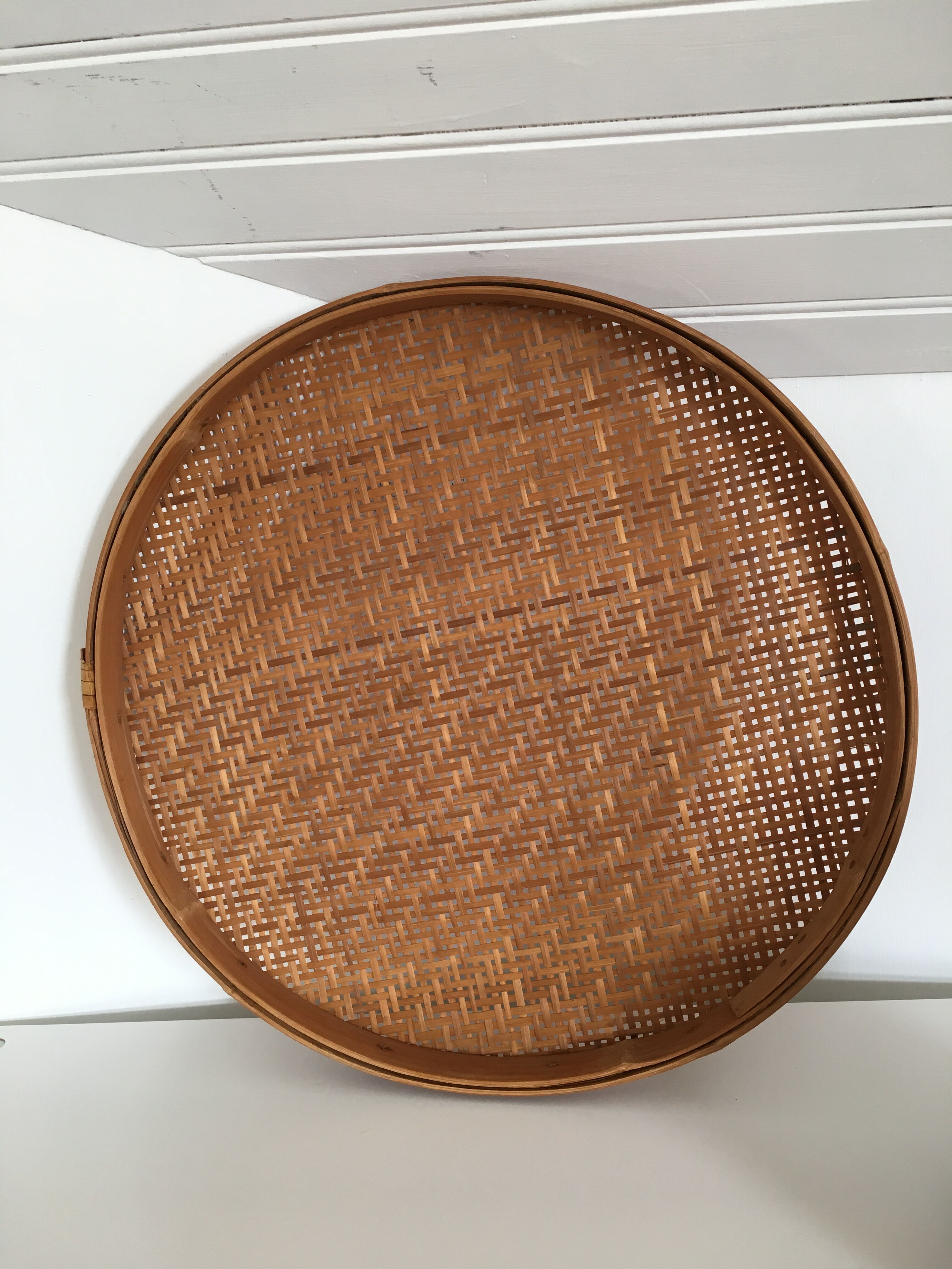 Large platter vintage rattan
